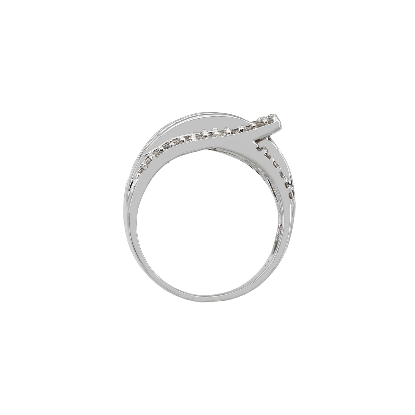 14k White Gold Princess-Cut & Round-Cut Belt Buckle Diamond Ring
