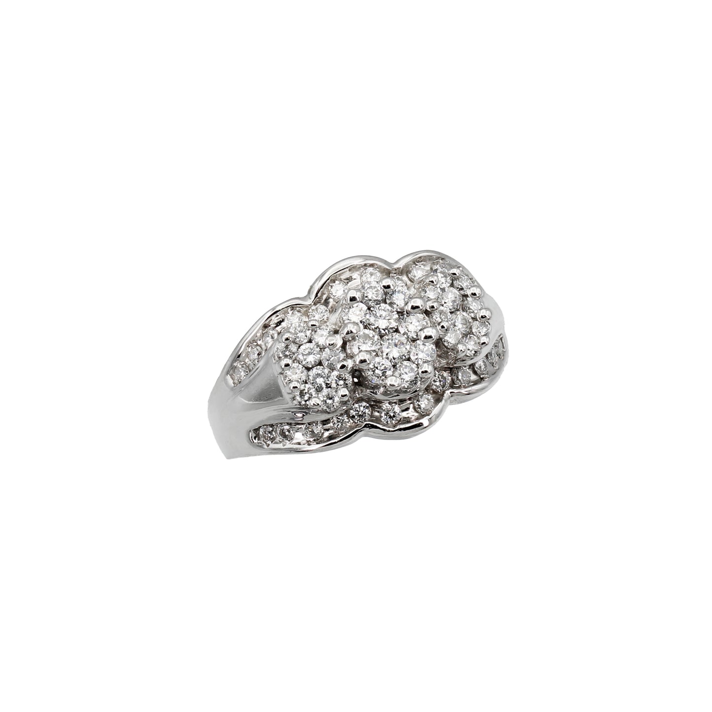 14k White Gold Diamond Cluster Anniversary Ring