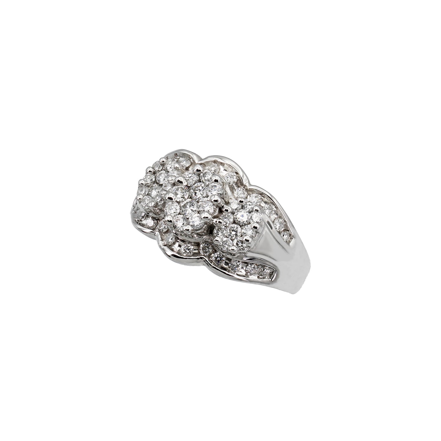 14k White Gold Diamond Cluster Anniversary Ring