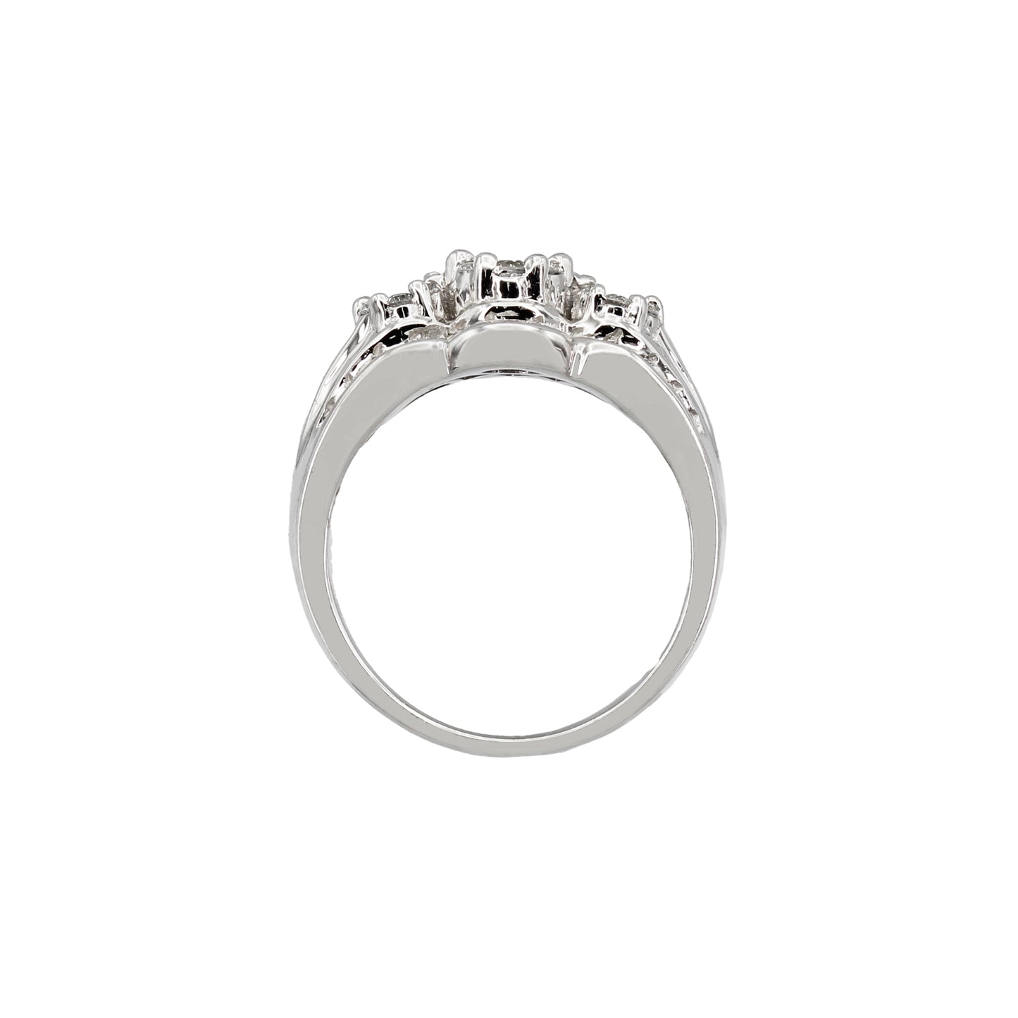 14k White Gold Diamond Cluster Anniversary Ring