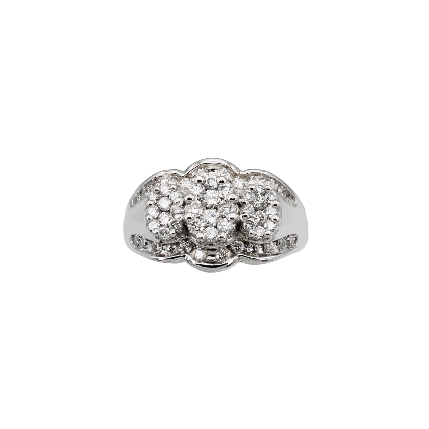 14k White Gold Diamond Cluster Anniversary Ring