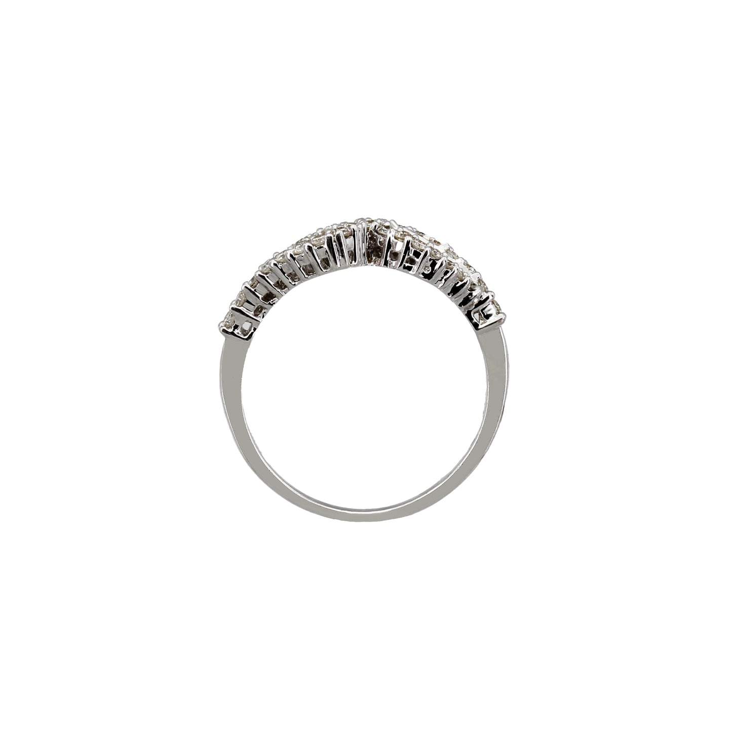 18k White Gold Baguette-Cut & Round-Cut Fancy Diamond Ring