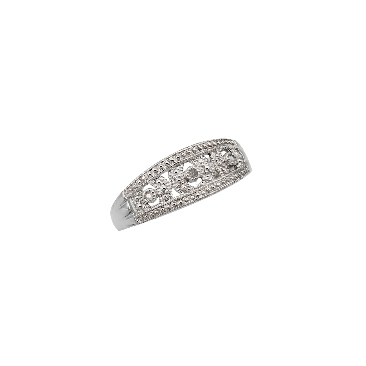 10k White Gold Filigree Diamond Ring