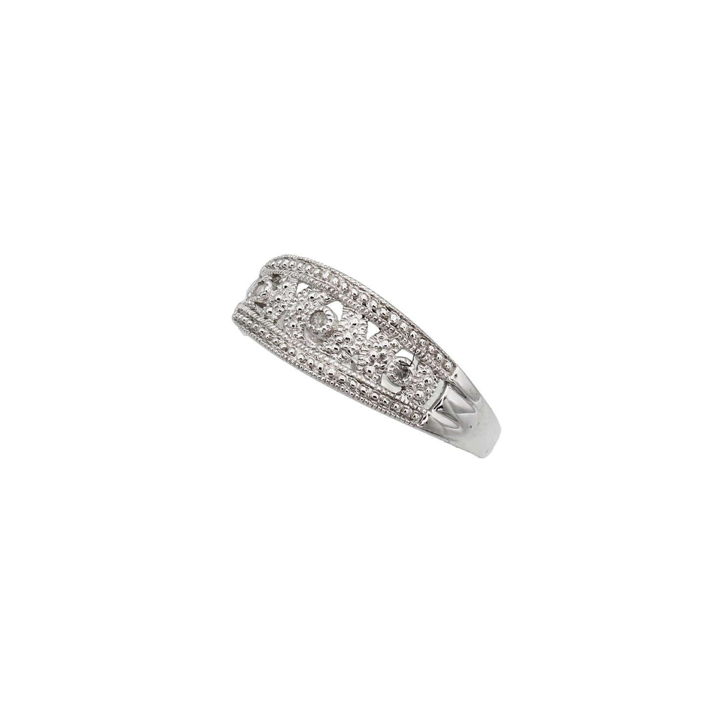10k White Gold Filigree Diamond Ring
