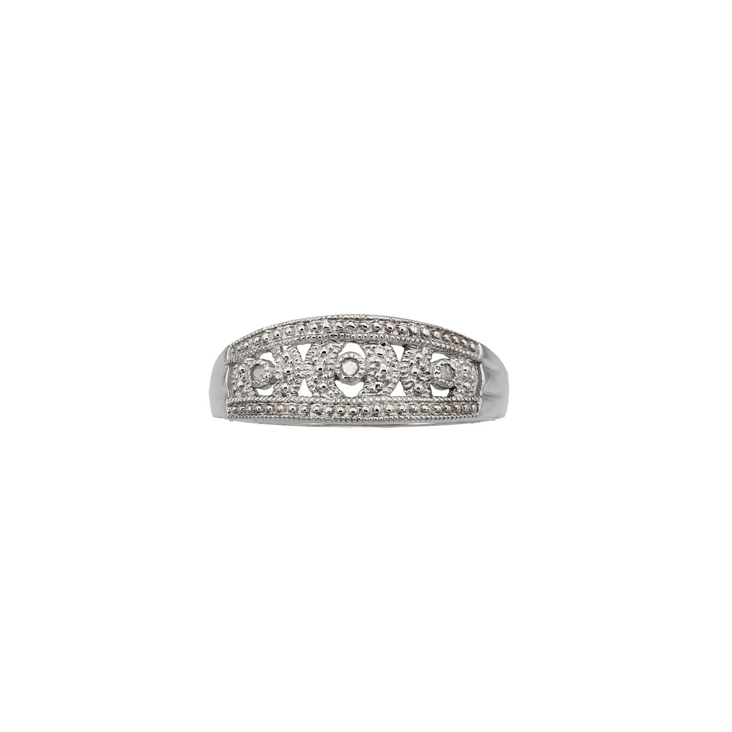 10k White Gold Filigree Diamond Ring