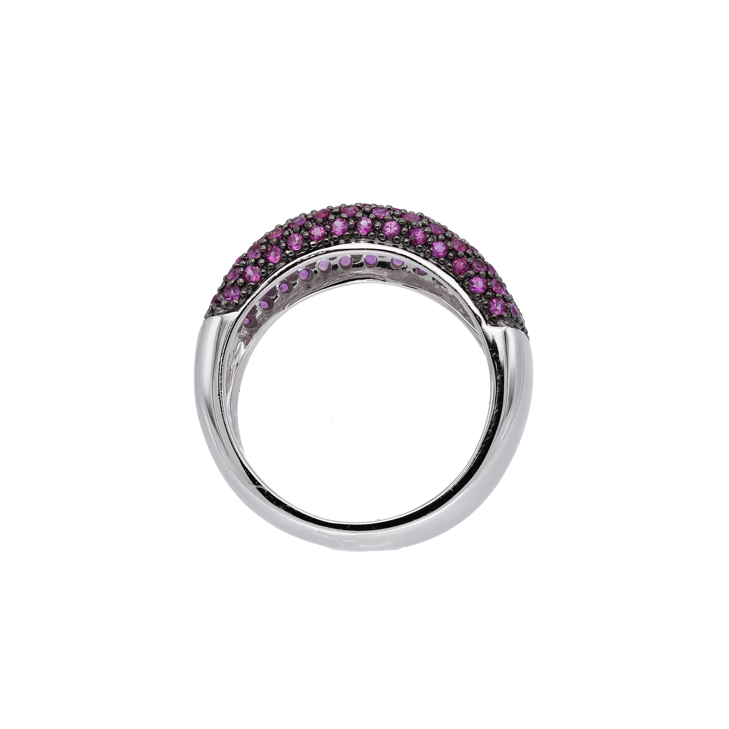 14k White Gold Black-Rhodium Pave-Set Diamonds & Ruby Band Ring