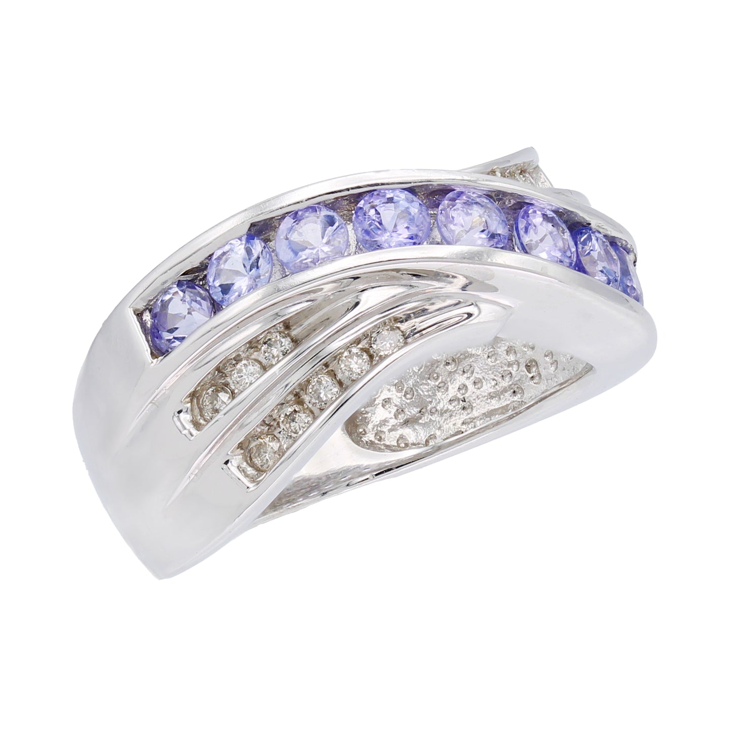 14k White Gold Diamond & Lavender Quartz Fancy Style Ring - 0.32ct TDW