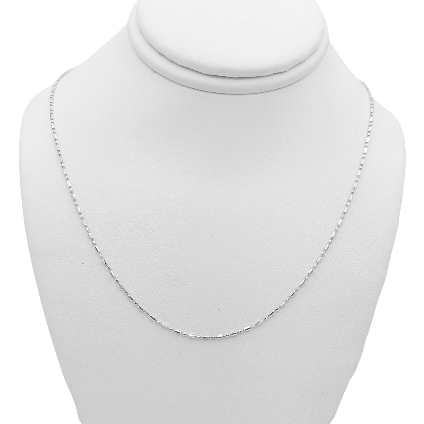 14k White Beaded Chain - 1.20 mm