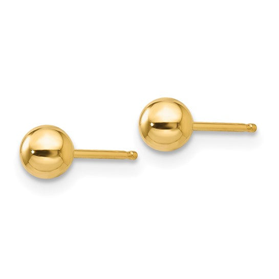 14k Yellow Gold Ball Post Earrings - 4mm