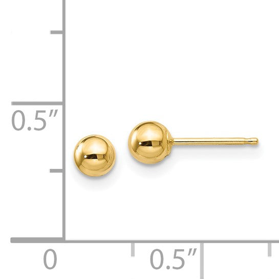 14k Yellow Gold Ball Post Earrings - 4mm