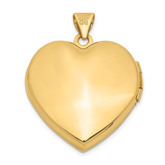 14k Yellow Gold Floral Design Heart Locket