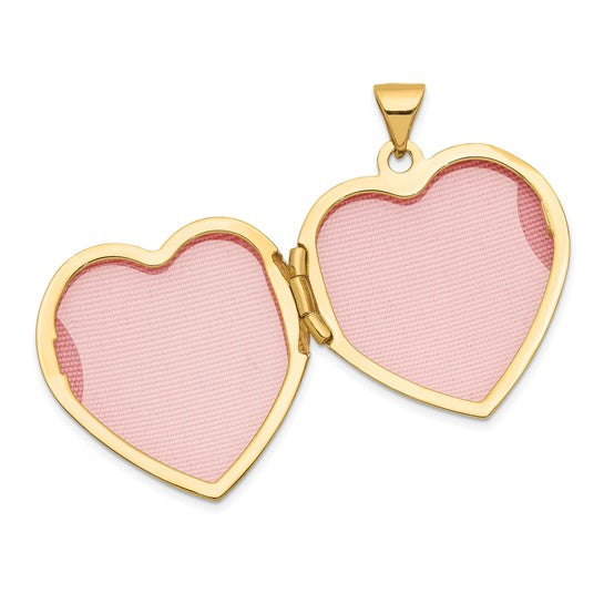 14k Yellow Gold Floral Design Heart Locket