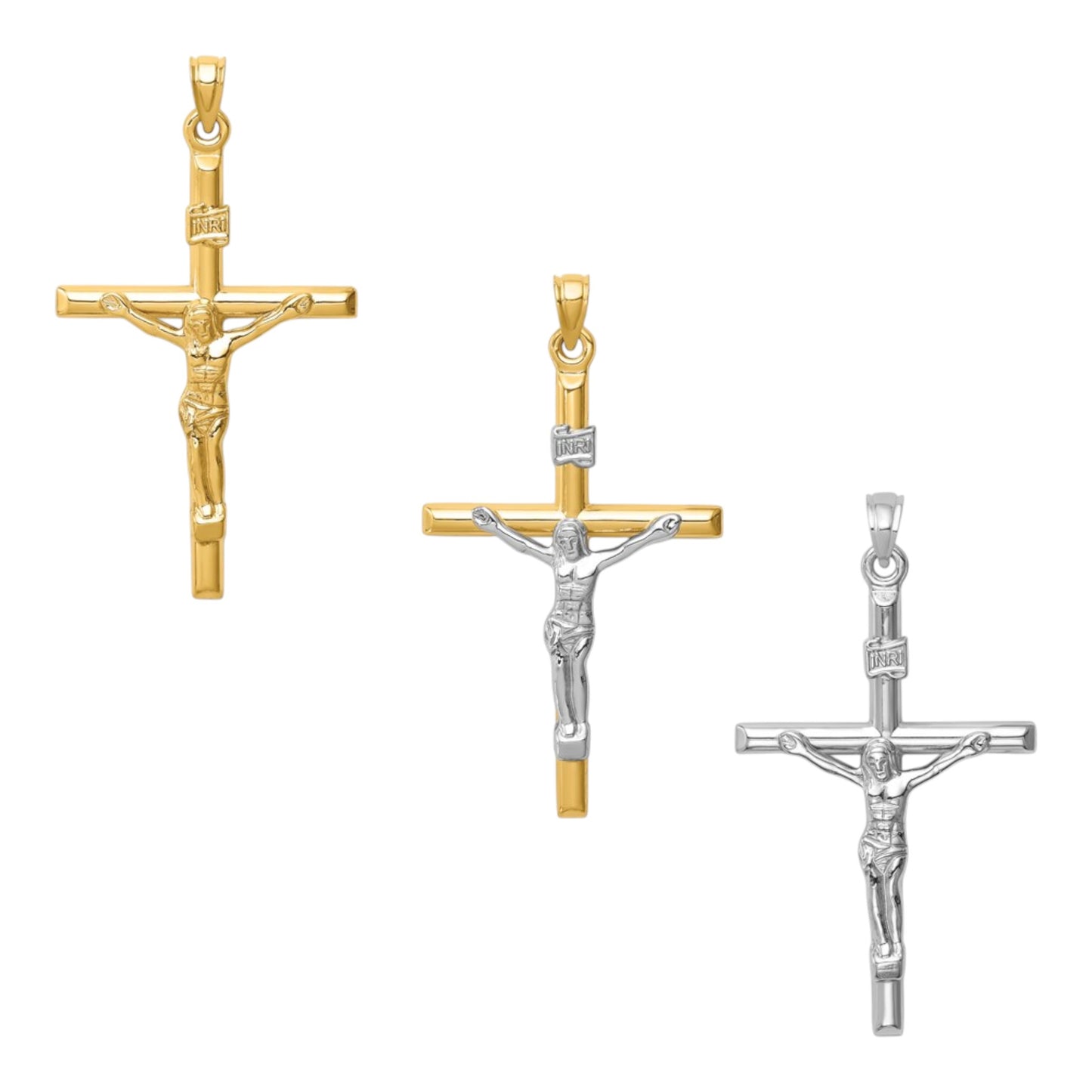14k Two-Tone Crucifix Pendant