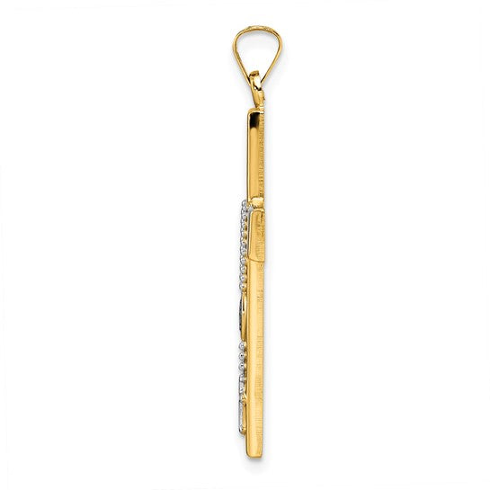 14k Two-Tone Gold Polished Rosary Cross Charm Pendant