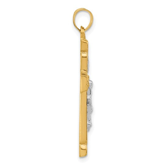 14k Two-Tone INRI Crucifix Pendant