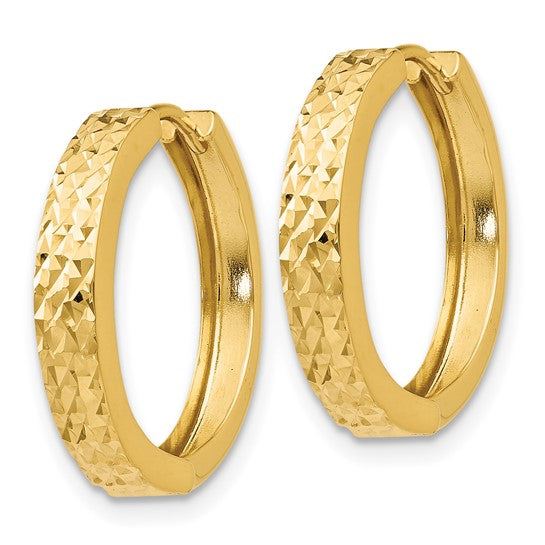 14k Diamond-Cut Huggie Earrings