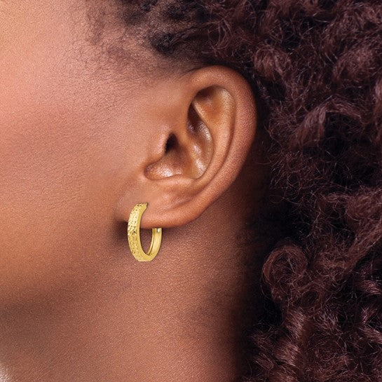 14k Diamond-Cut Huggie Earrings
