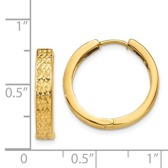 14k Diamond-Cut Huggie Earrings