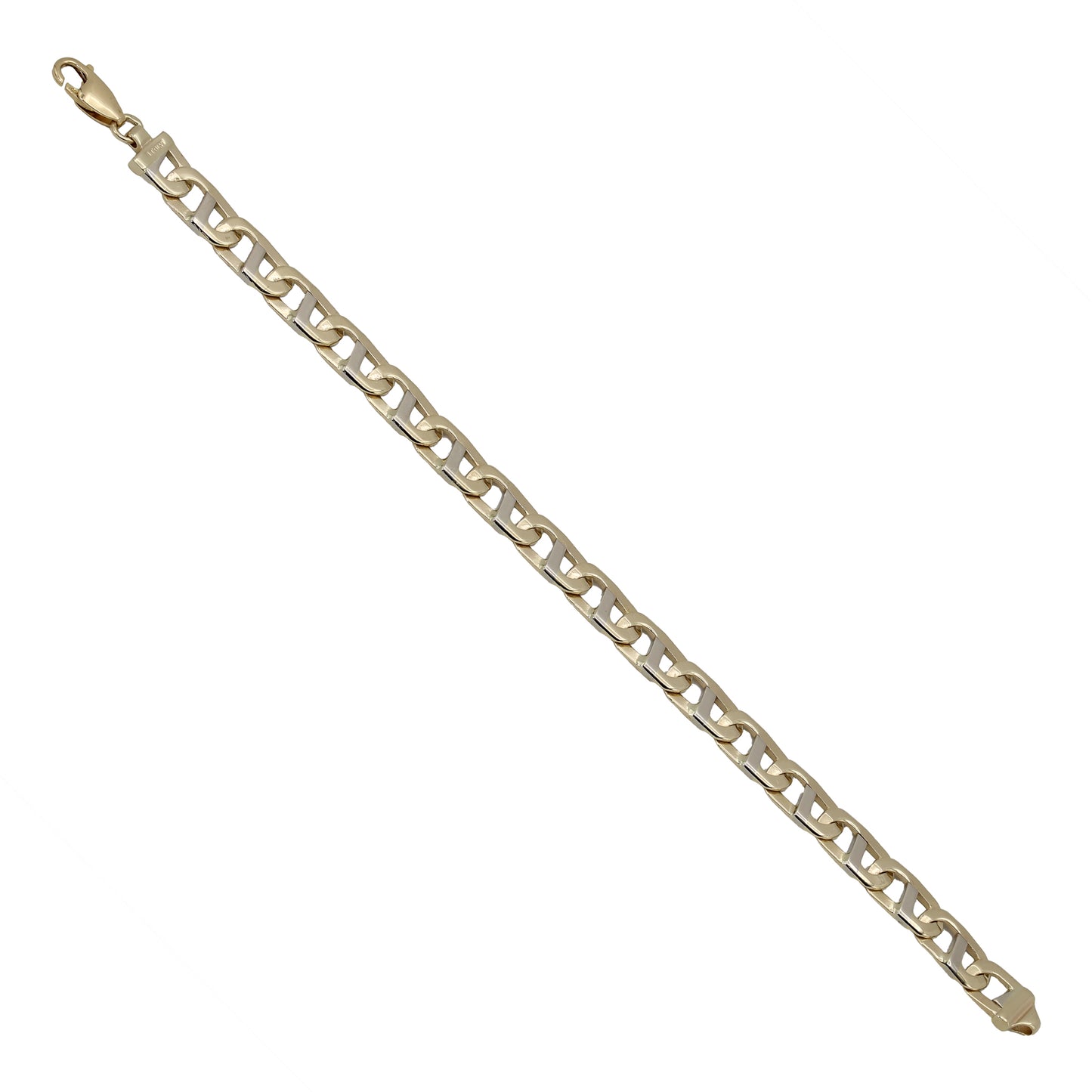 14k Two-Tone Gold Polished Fancy Anchor Link Bracelet - 7.80 mm