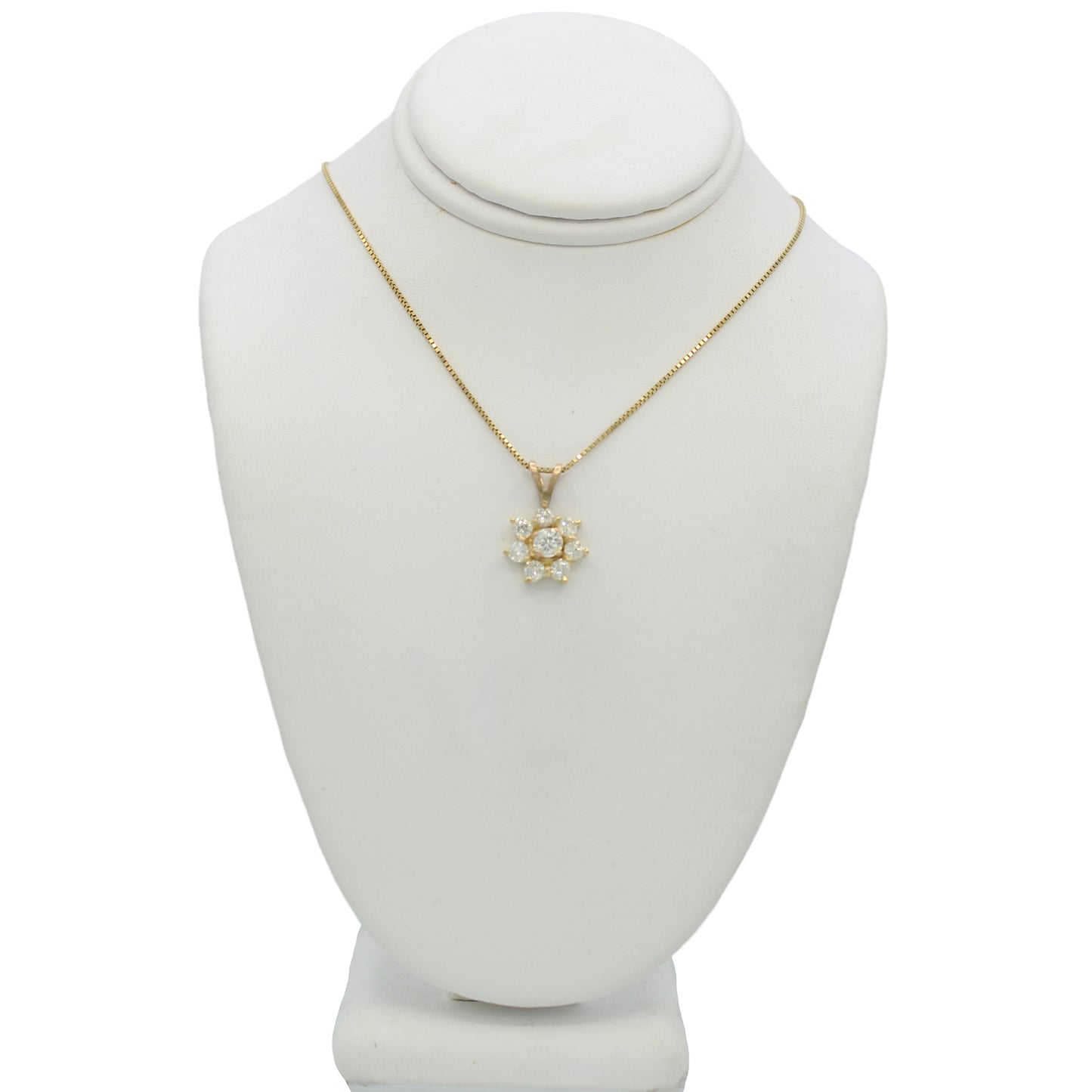 14k Yellow Gold Diamond Cluster Pendant