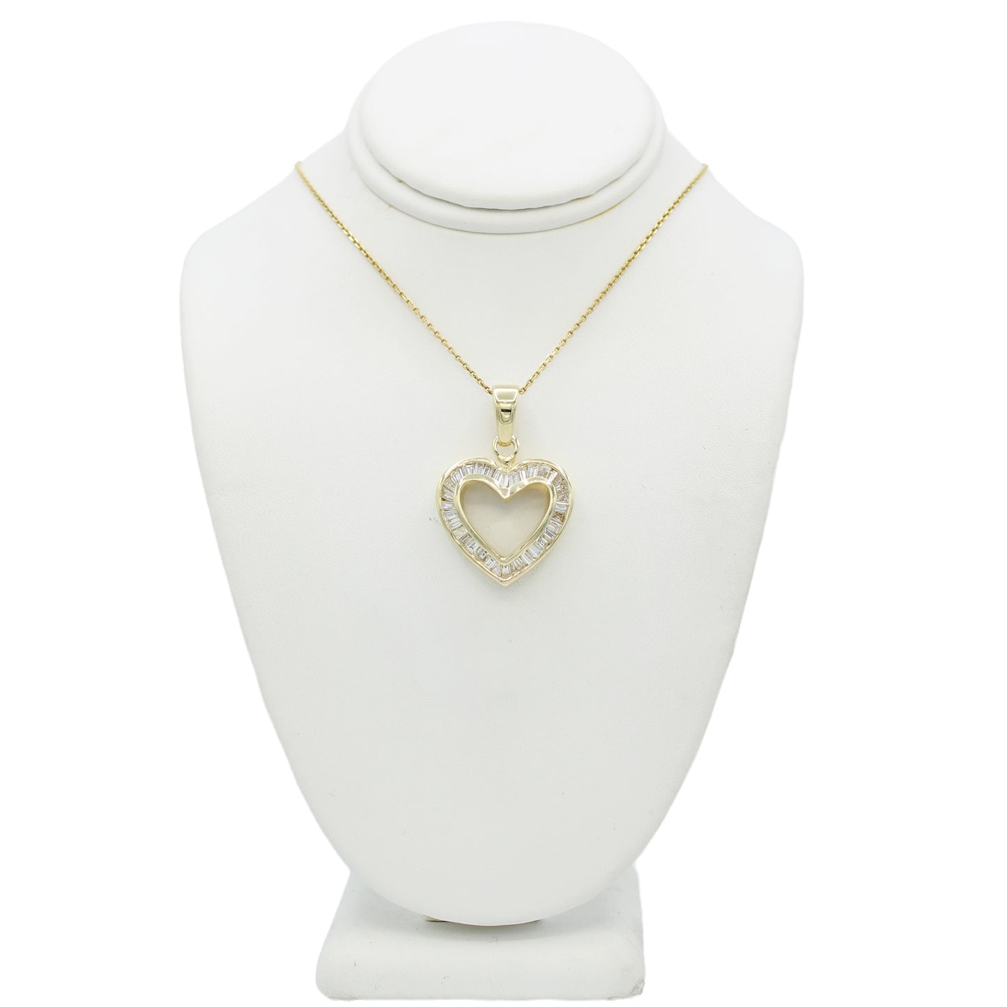 14k Yellow Gold Baguette Diamond Heart Pendant