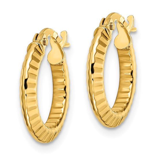 14k Yellow Gold Children's Diamond-Cut Hoop Earrings