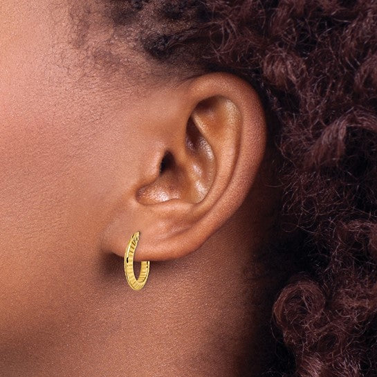 14k Yellow Gold Children's Diamond-Cut Hoop Earrings