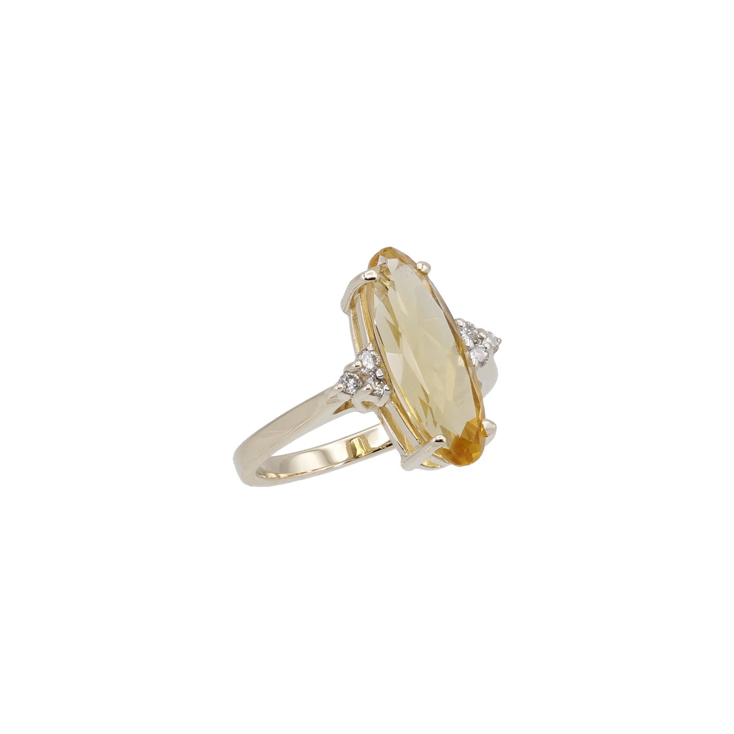 14k Yellow Gold Diamond & Marquise-Cut Citrine Quartz Ring