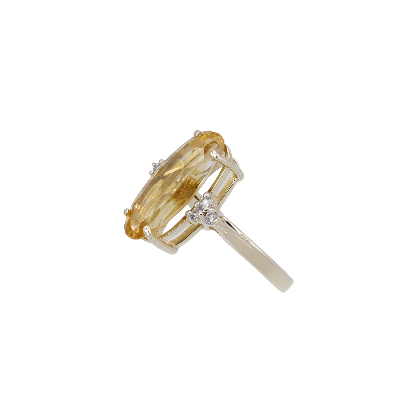 14k Yellow Gold Diamond & Marquise-Cut Citrine Quartz Ring