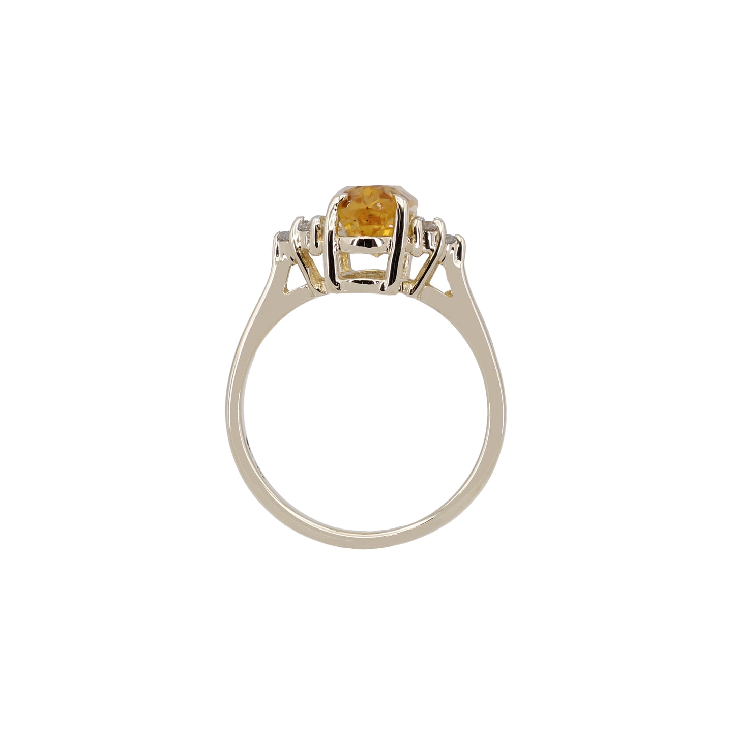 14k Yellow Gold Diamond & Marquise-Cut Citrine Quartz Ring