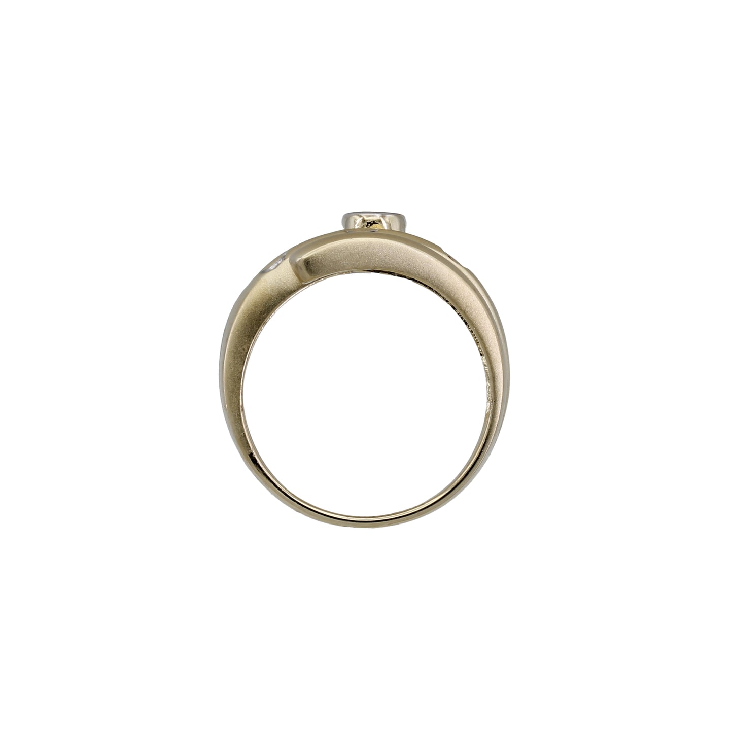 14k Yellow Gold Brushed Snake Style Diamond Ring