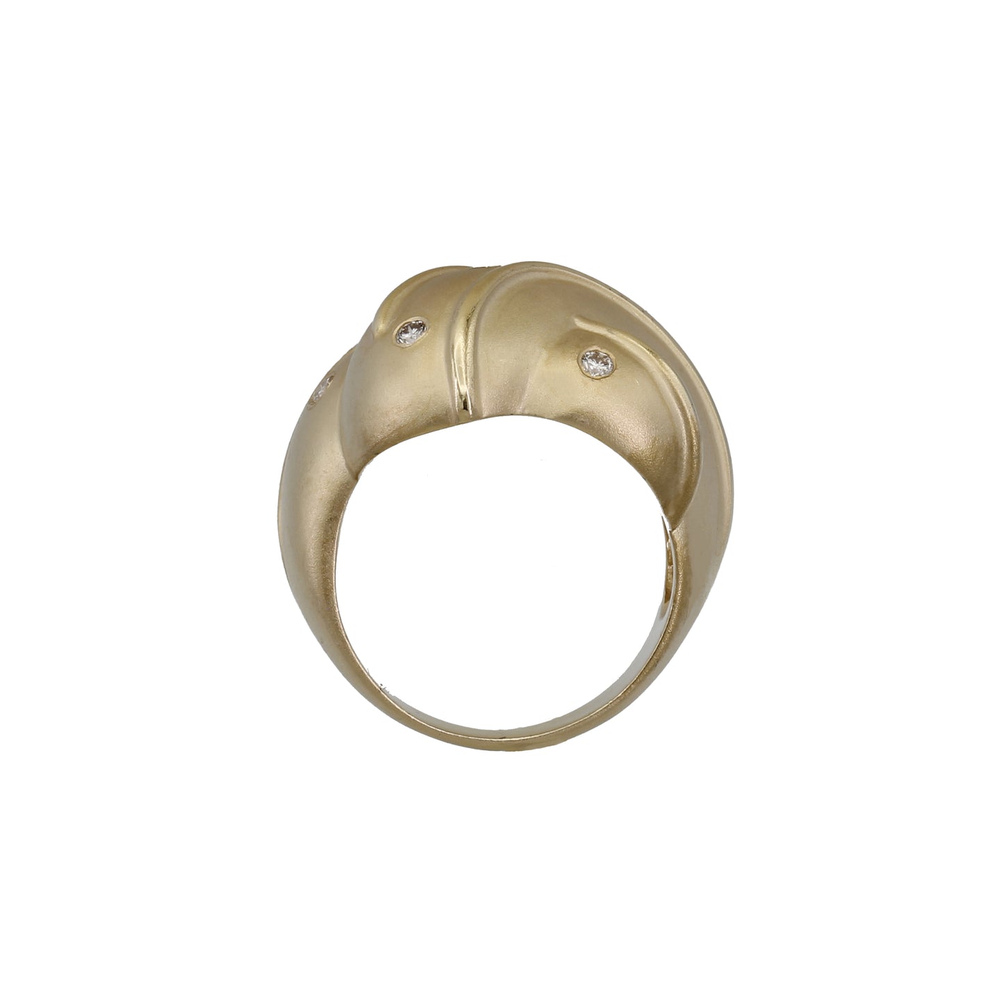 14k Yellow Gold Brushed Dome Diamond Ring