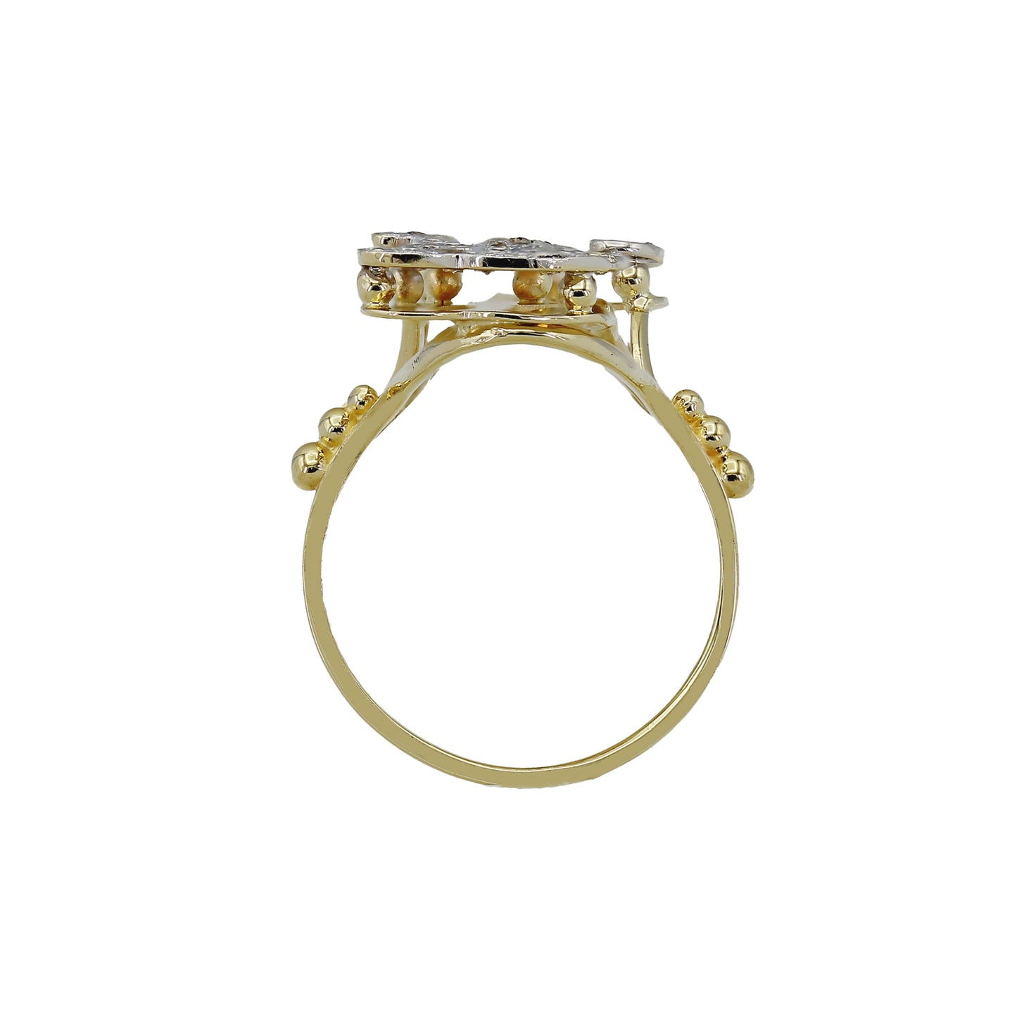 14k Two-Tone Gold Diamond 'R' Initial Ring