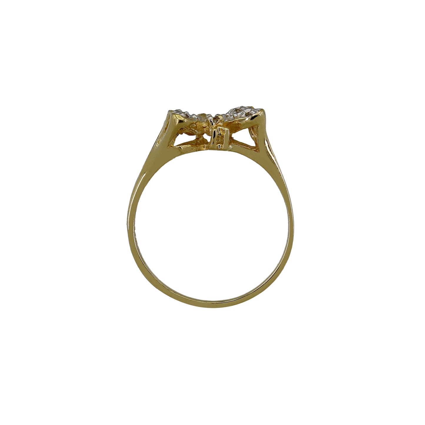 14k Yellow Gold Diamond Butterfly Ring