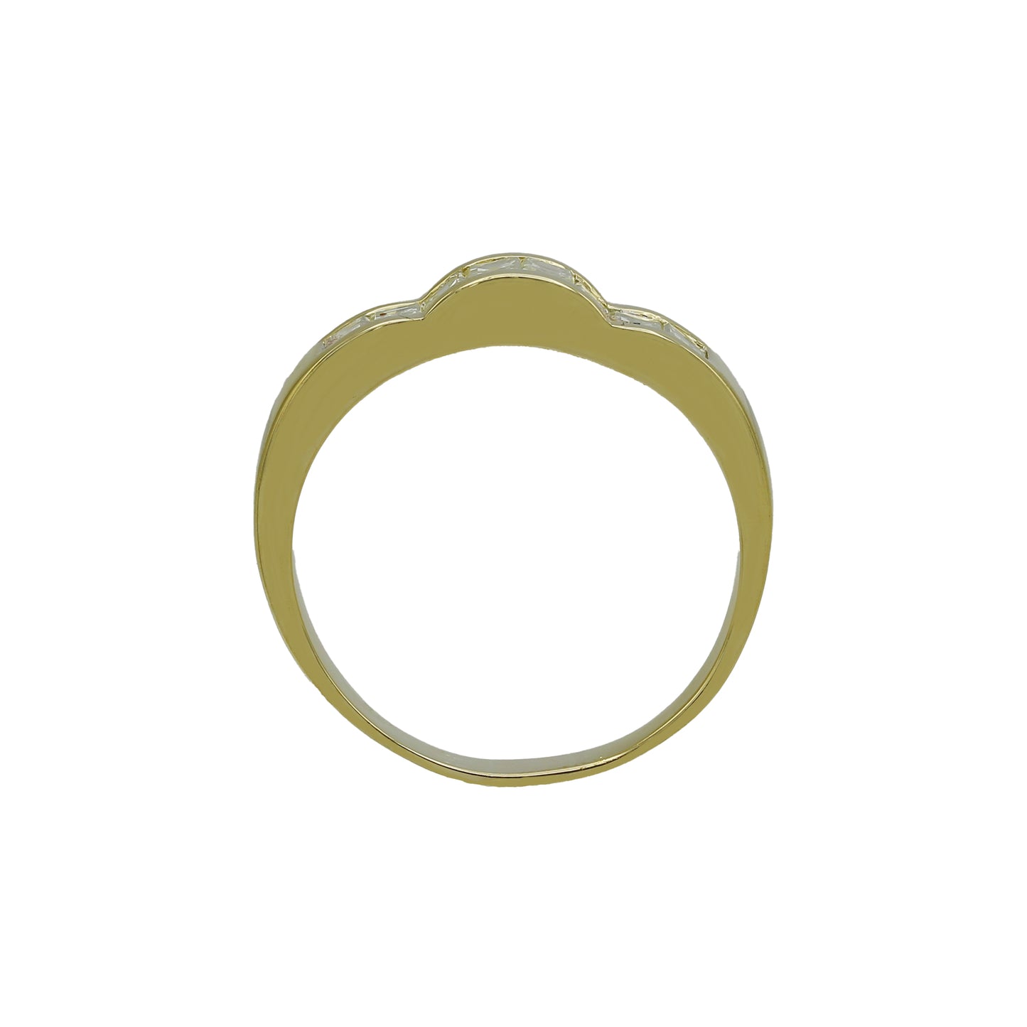 14k Yellow Gold Curved Channel-Set Princess-Cut Diamond Wedding Band