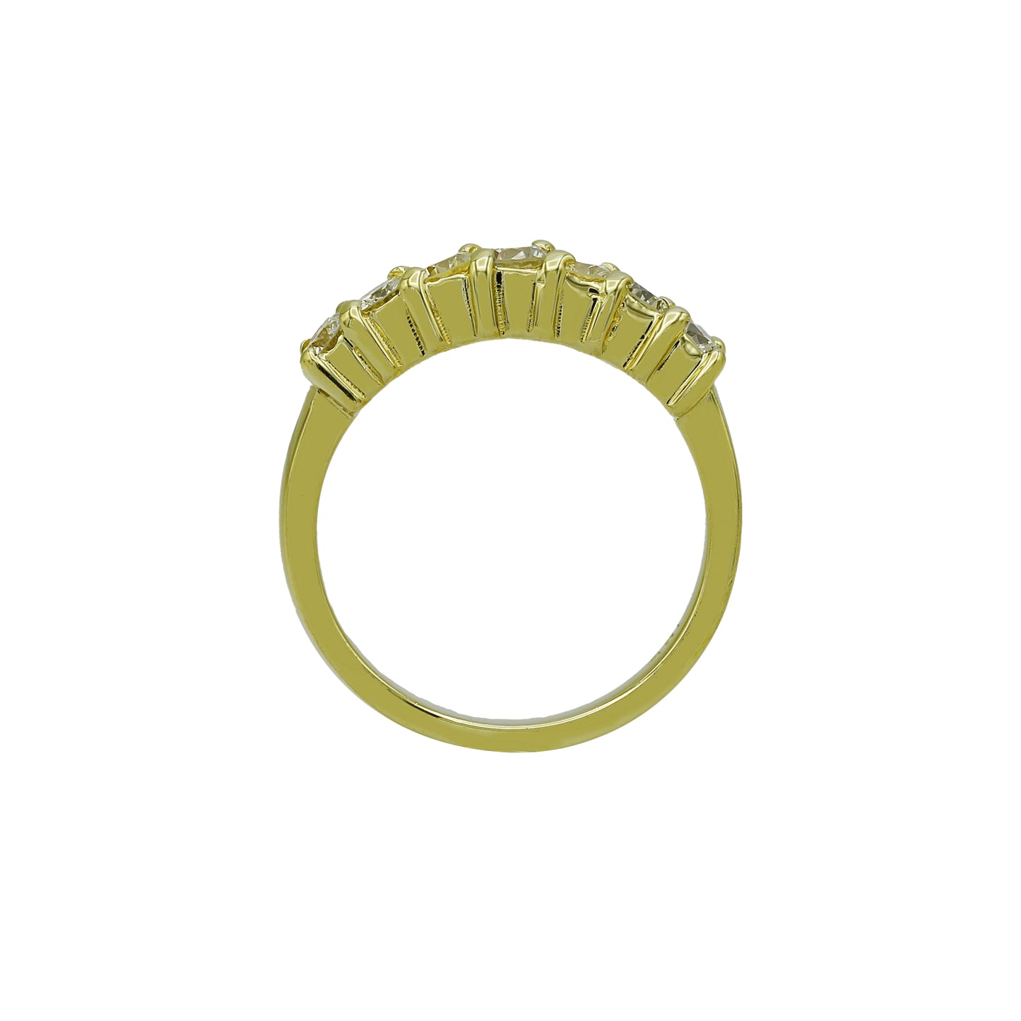 18k Yellow Gold 7-Stone Round-Cut Diamond Wedding Band