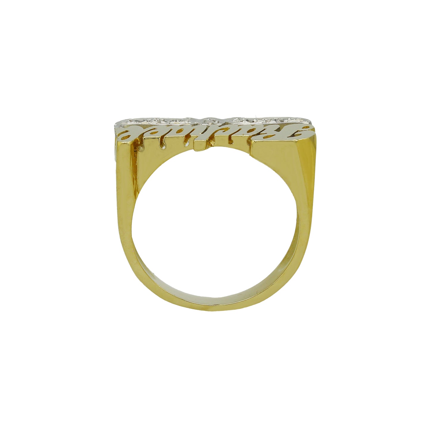 14k Two-Tone Gold Diamond "Rachael" Name Ring