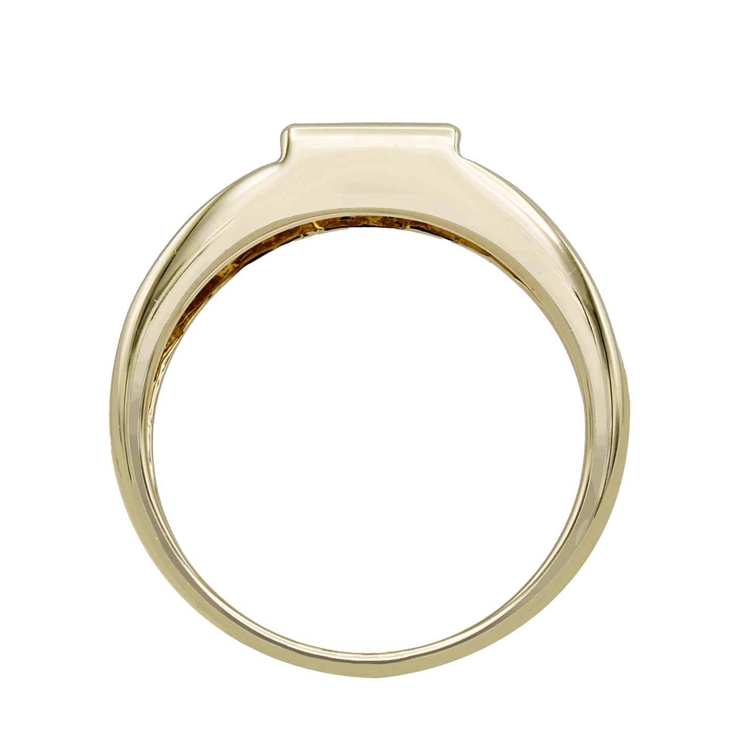 14k Yellow Gold Diamond & Princess-Cut Citrine Quartz Stones Ring - 0.02ct TDW