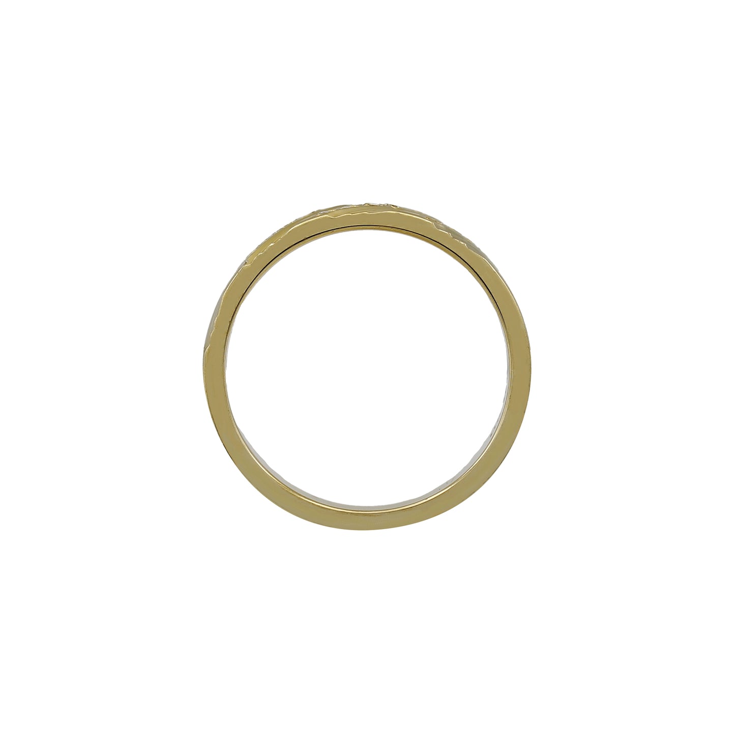 14k Yellow Gold Etched Pave Diamond Wedding Band