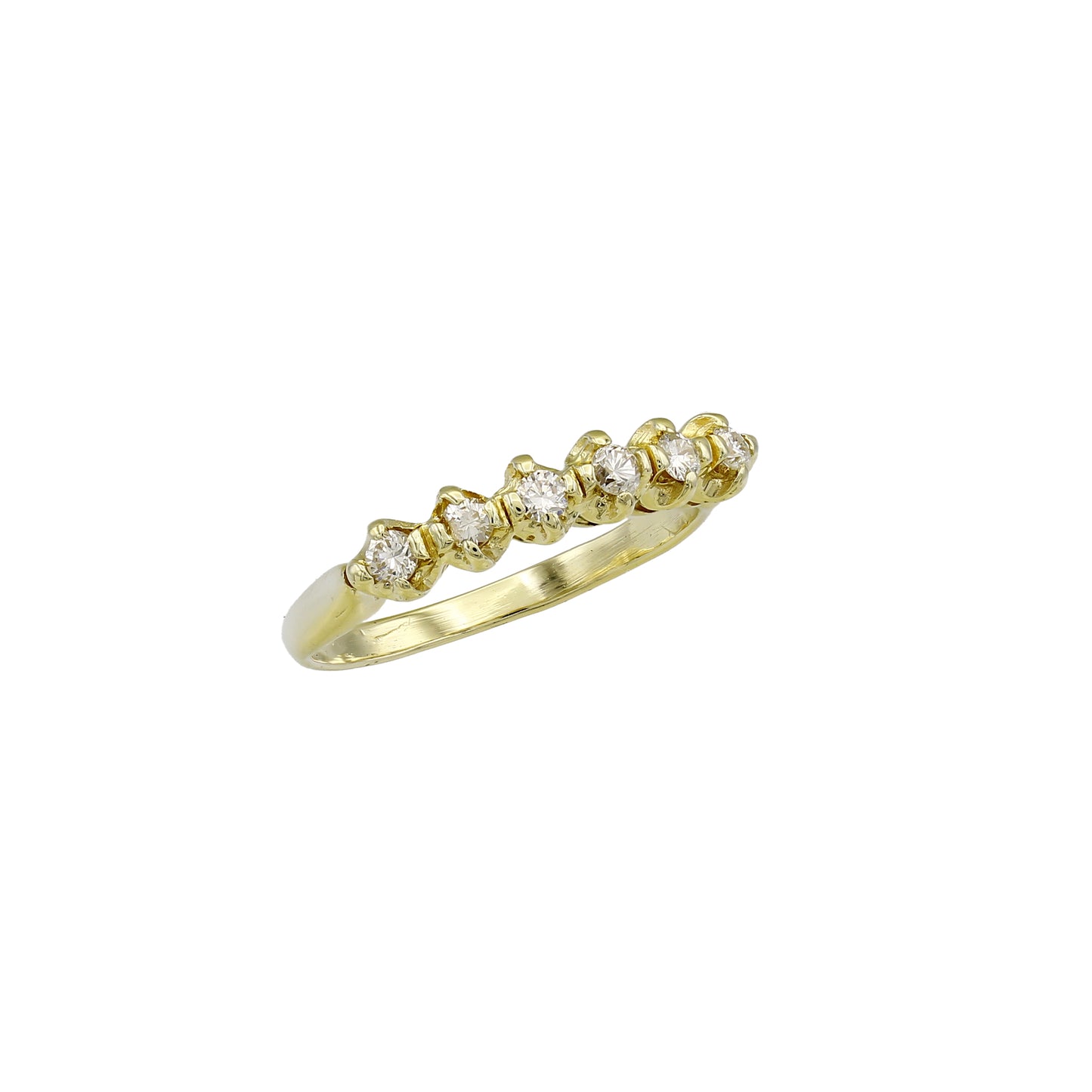 14k Yellow Gold 6-Stone Round-Cut Diamond Wedding Band