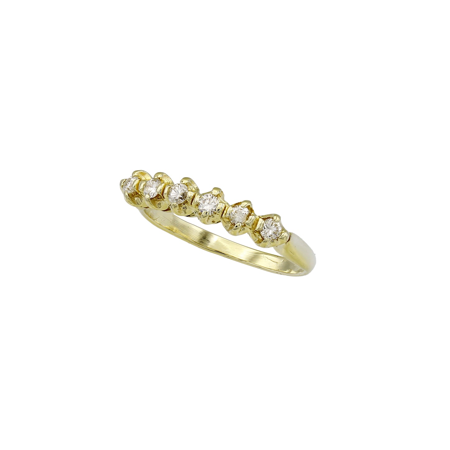 14k Yellow Gold 6-Stone Round-Cut Diamond Wedding Band