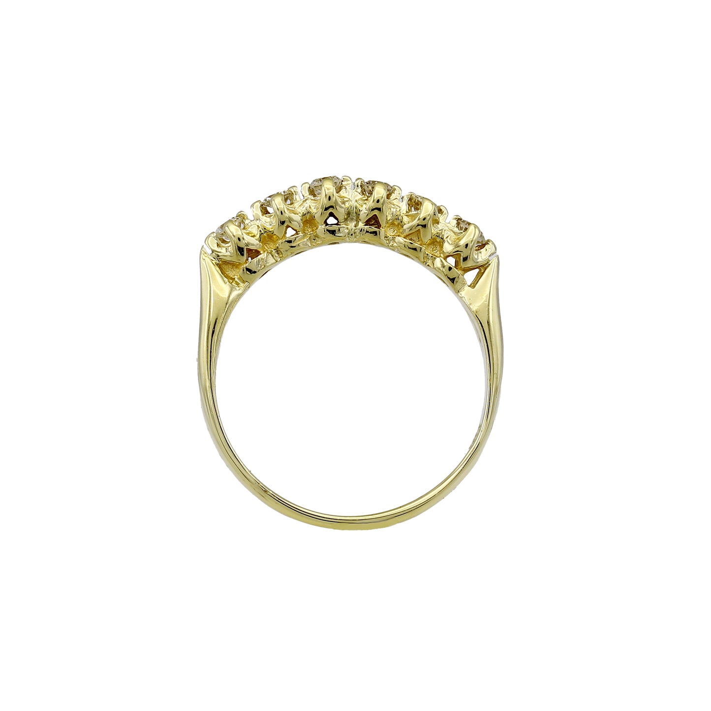 14k Yellow Gold 6-Stone Round-Cut Diamond Wedding Band