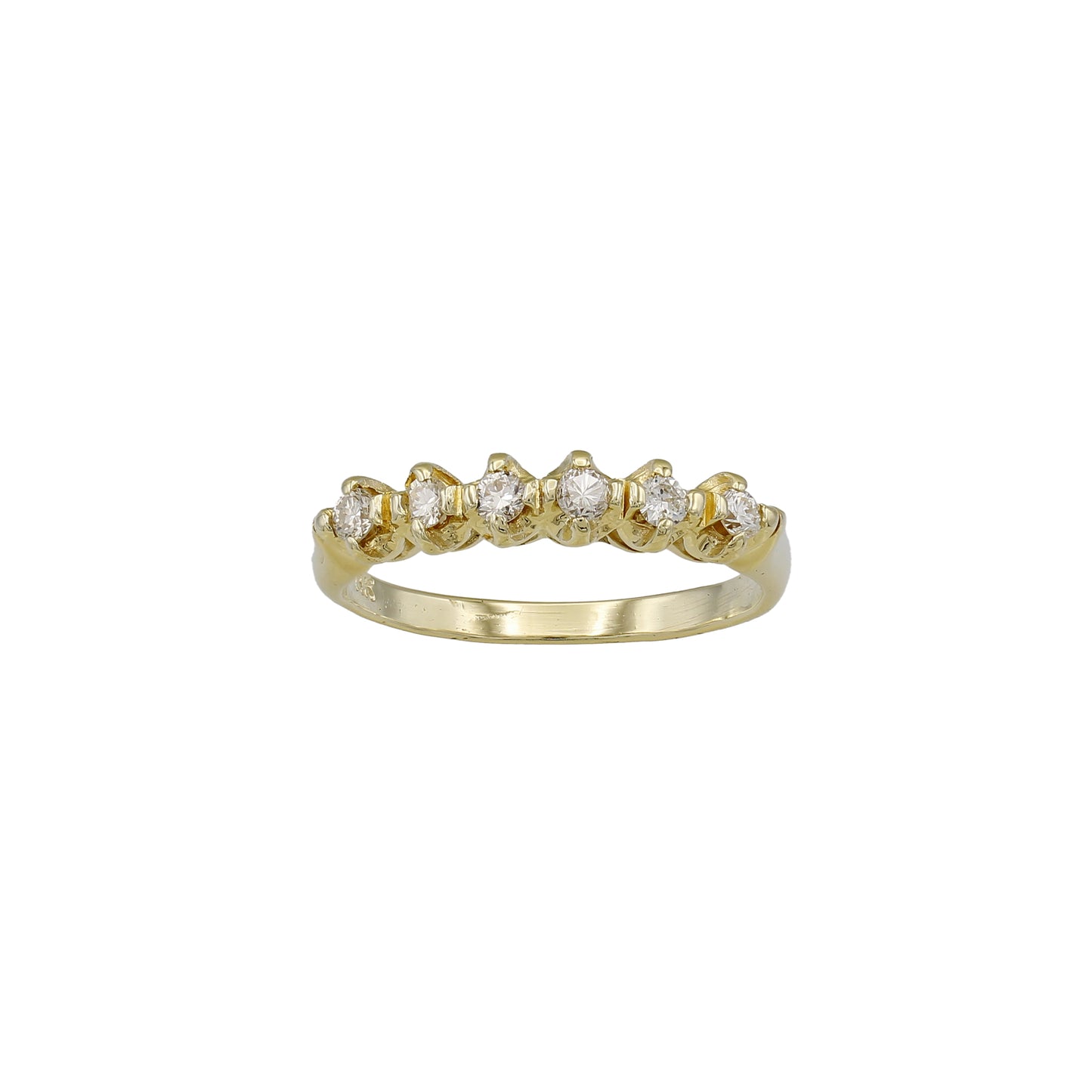 14k Yellow Gold 6-Stone Round-Cut Diamond Wedding Band