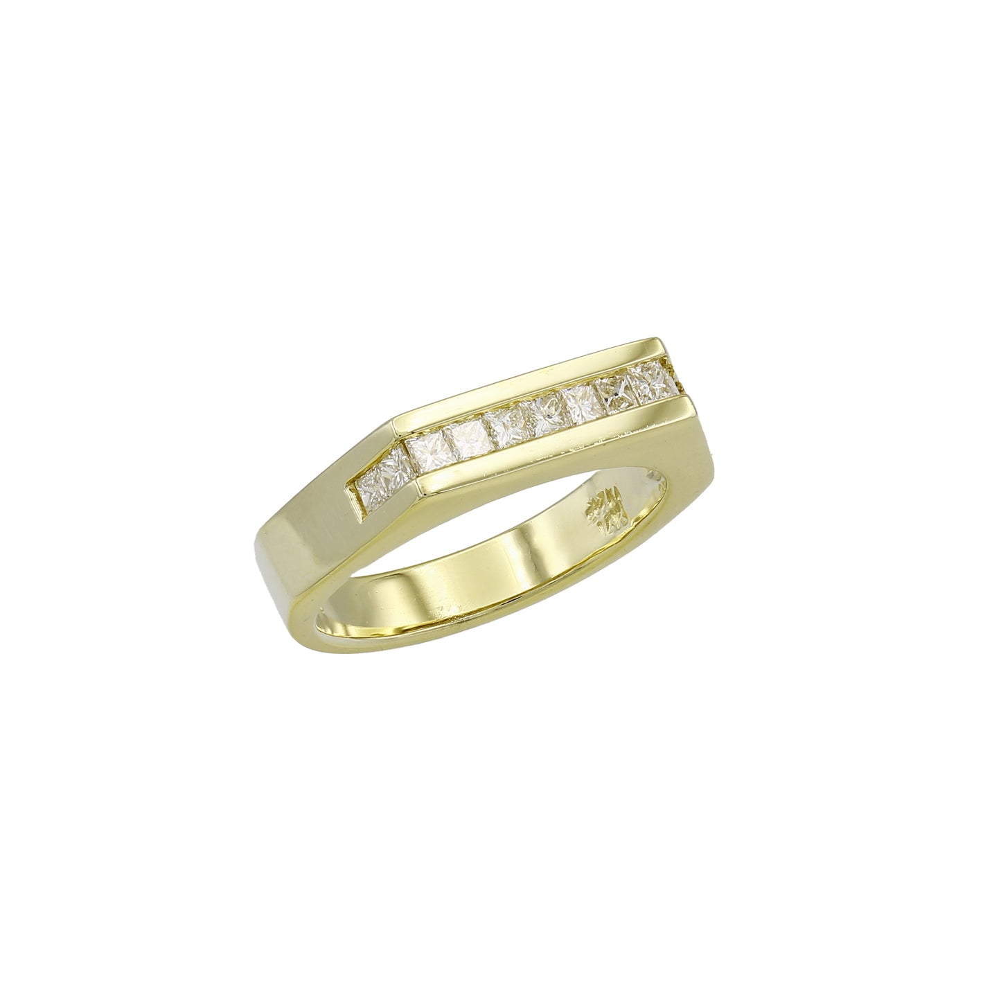 14k Yellow Gold Chanel Setting Princess-Cut Diamond Wedding Band
