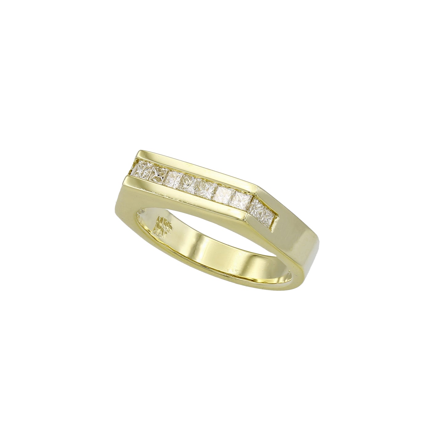 14k Yellow Gold Chanel Setting Princess-Cut Diamond Wedding Band