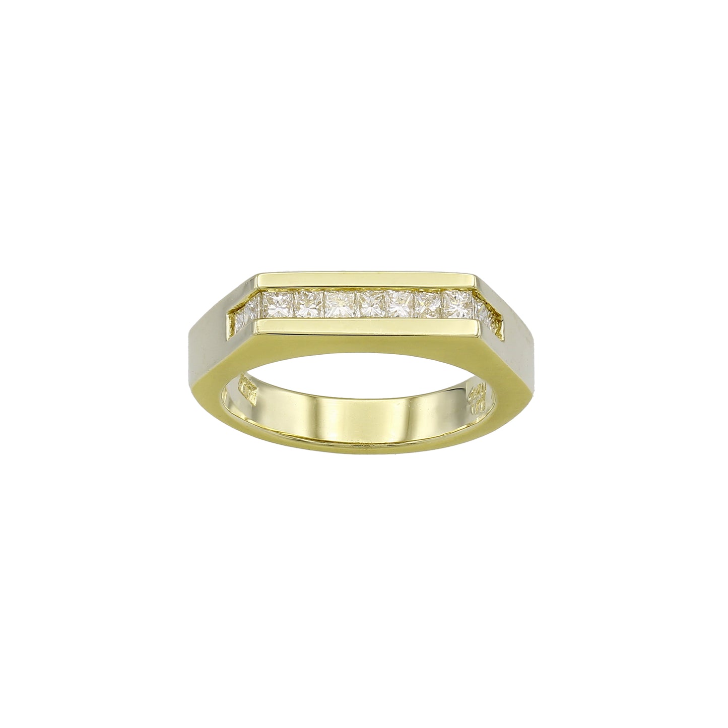 14k Yellow Gold Chanel Setting Princess-Cut Diamond Wedding Band
