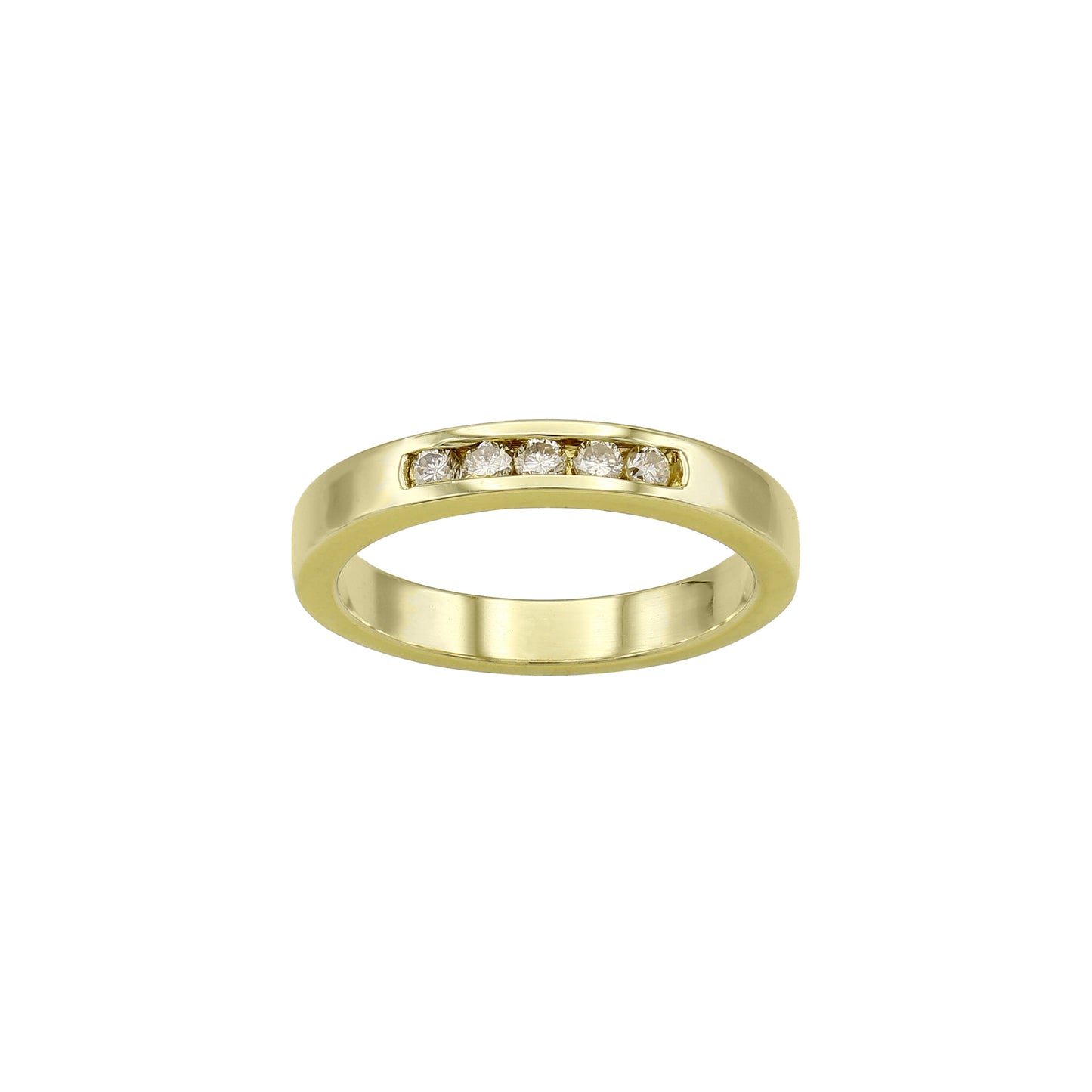14k Yellow Gold Chanel Setting Round-Cut 5 Stone Diamond Wedding Band
