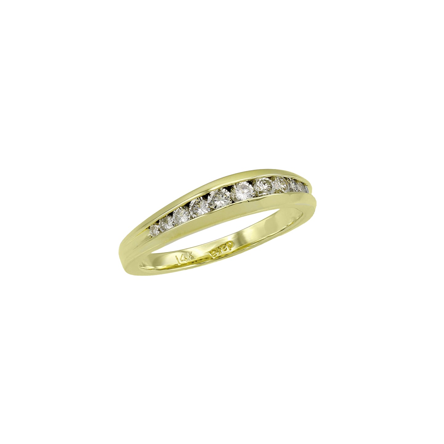 14k Yellow Gold Chanel Setting Round-Cut Diamond Wedding Band