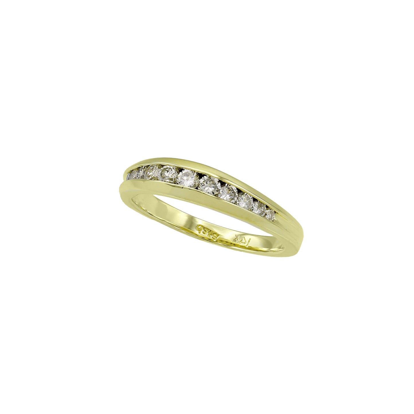 14k Yellow Gold Chanel Setting Round-Cut Diamond Wedding Band