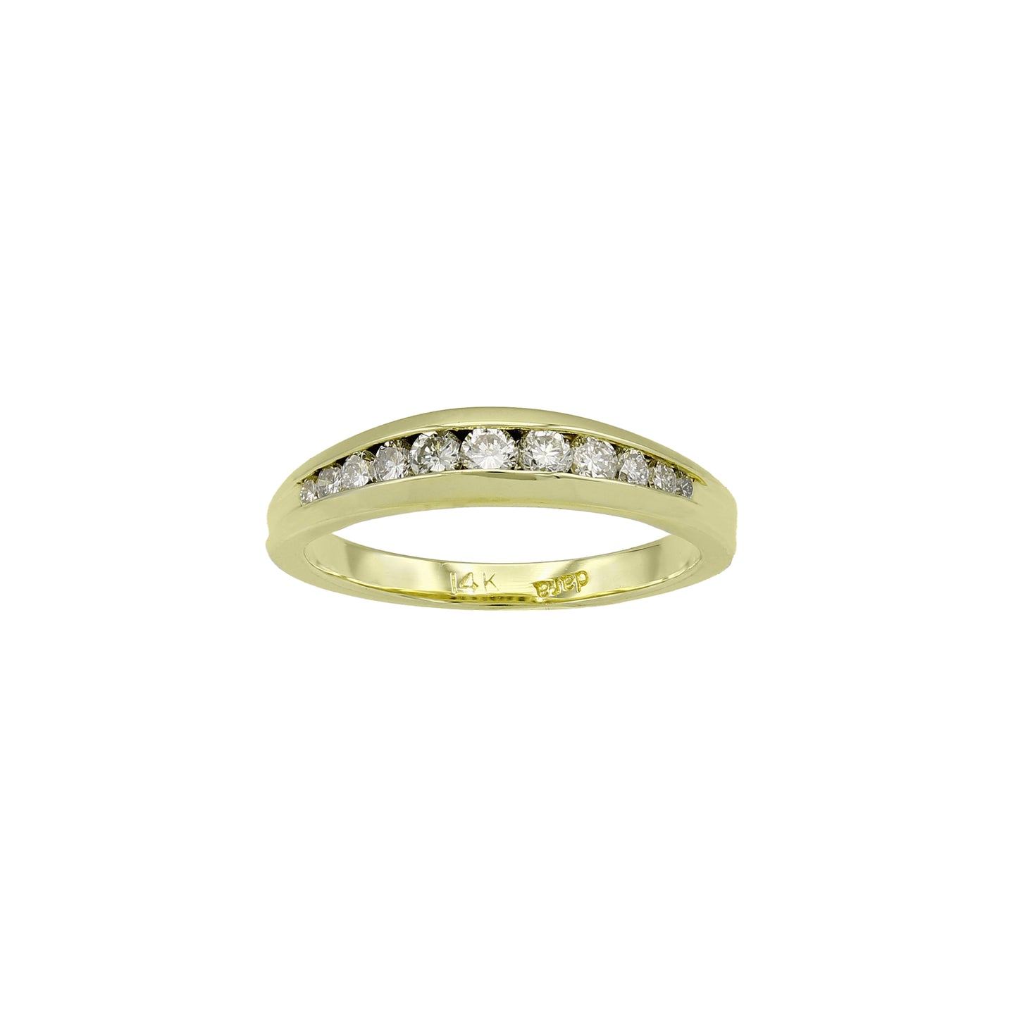 14k Yellow Gold Chanel Setting Round-Cut Diamond Wedding Band